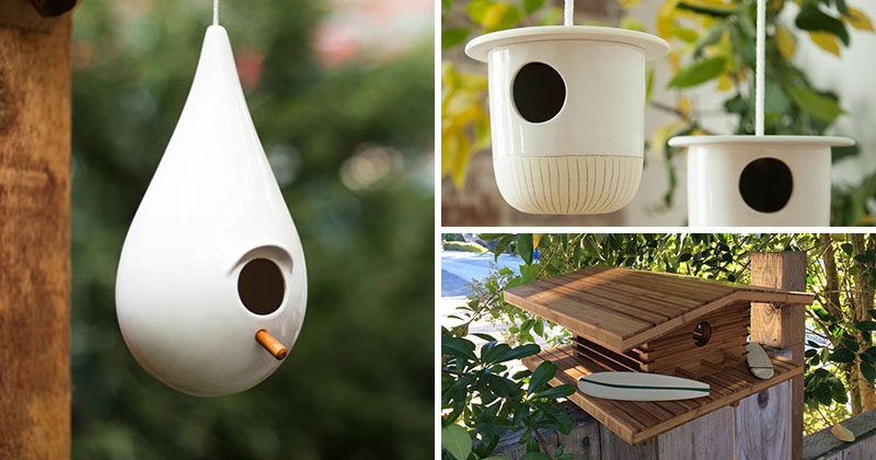 Birdhouses are a great gift idea for a housewarming, or perhaps you want to dress up your own backyard. Here are 9 birdhouses, each with their own fun and modern design...