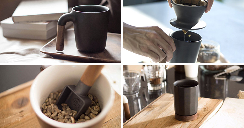 This modern line of matte black ceramic and wood coffee accessories take your morning ritual to a whole new level.