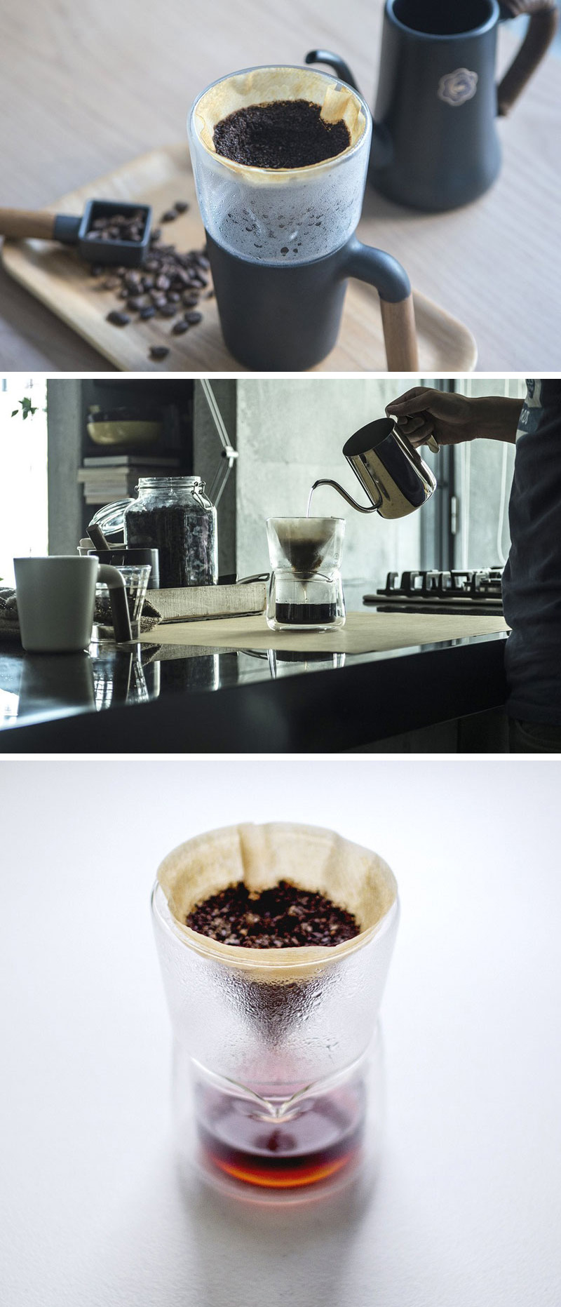 This modern pour over is made from double wall insulated glass. Delicate in design, this coffee accessory allows you to watch the magic happen.