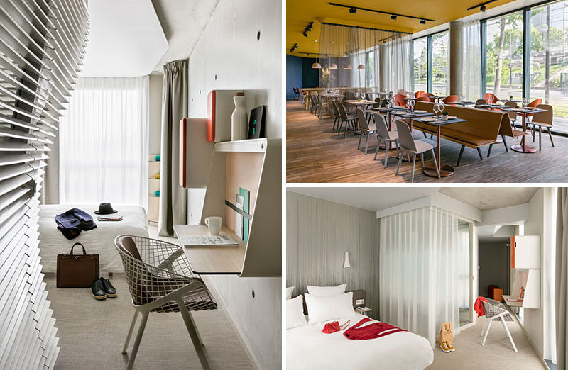 Architect Jean-Michel Wilmotte together with interior architect Patrick Norguet of Studio Norguet Design, have completed the recently opened OKKO Hotel in Porte de Versailles, France.