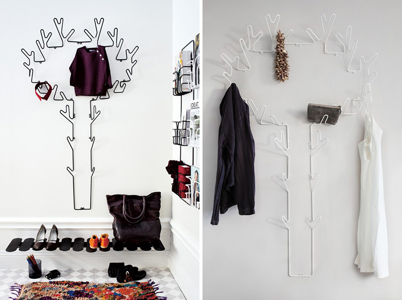 Large in size, these modern metal black and white wall hooks inspired by a tree holds multiple items while making a decorative statement in which ever room they're mounted. 