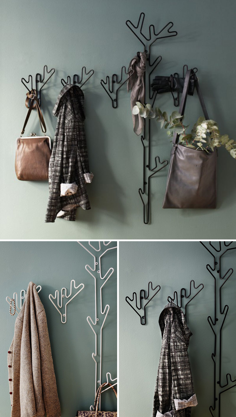 Small in size, these modern metal black and white hangers inspired by twigs and are ideal for a few items.