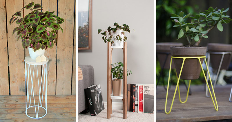 One way to fill the corner of a room or outdoor patio is to include on of these 13 modern plant stands to put your plants on display. #PlantStand #ModernPlantStands #Garden #Plants #ModernHomeDecor