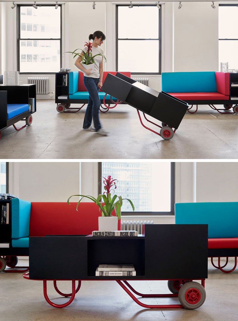 Easy to move, these modern furniture pieces can be rearranged and brought to different spaces. With each new day, the furniture can be moved to accommodate for different tasks.