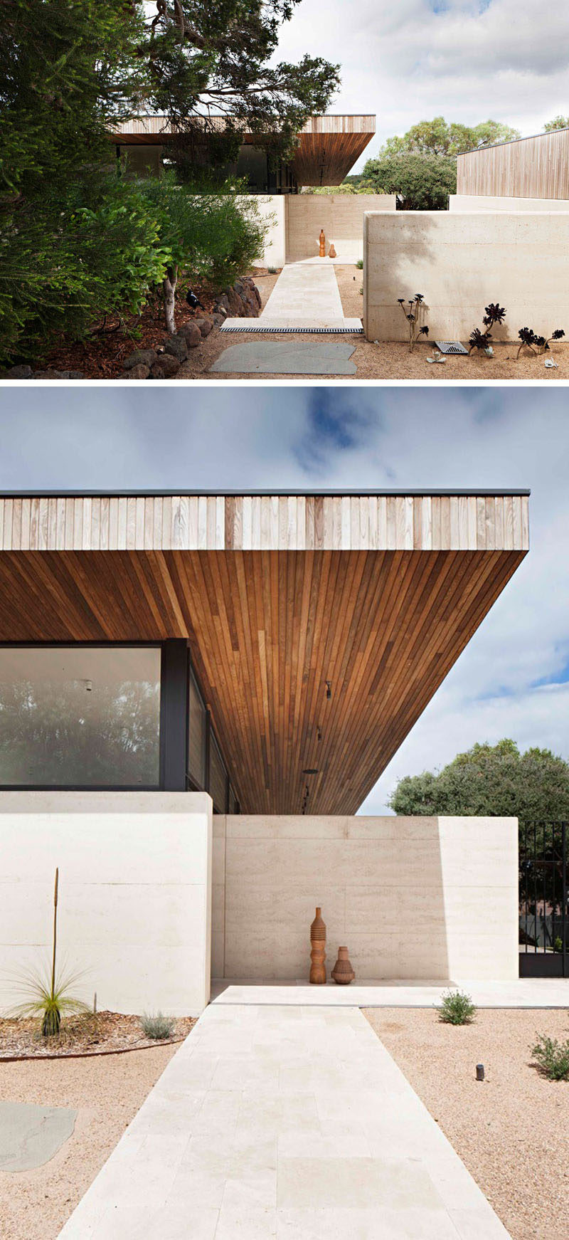 Robson Rak Architects and Interior Designers have recently completed the Layer House, a home in Victoria, Australia, built using rammed earth and timber.