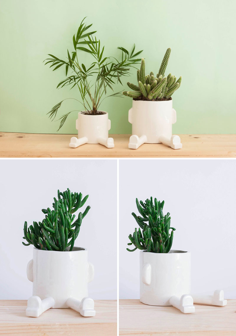 These modern white ceramic planters are full of personality, and just want to take a rest. The size of these planters makes them perfect for cacti and succulents. 