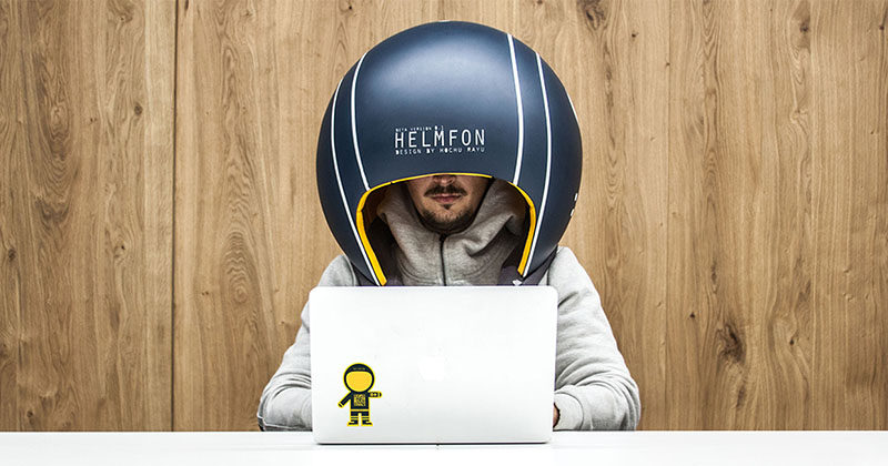 Ukrainian based Hochu rayu design bureau have come up with an idea for when your office or workplace gets too noisy. Named HELMFON, the helmet-like head gear allows you to completely tune out any surrounding sound.