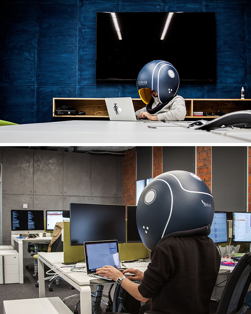 Ukrainian based Hochu rayu design bureau have come up with an idea for when your office or workplace gets too noisy. Named HELMFON, the helmet-like head gear allows you to completely tune out any surrounding sound.