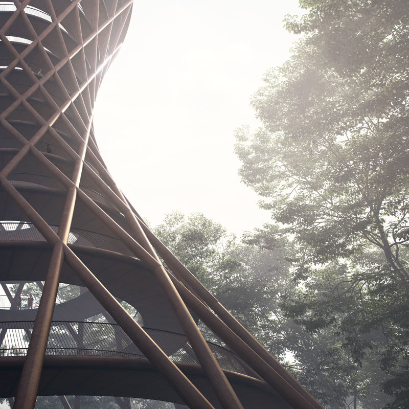 Designed by Danish architecture firm EFFEKT, The Treetop Experience of the Camp Adventure recreation park in Denmark, will debut in the summer of 2018.