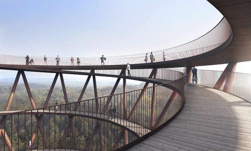 Designed by Danish architecture firm EFFEKT, The Treetop Experience of the Camp Adventure recreation park in Denmark, will debut in the summer of 2018.