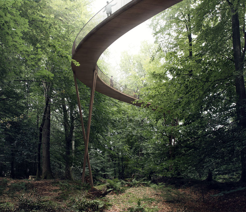 Designed by Danish architecture firm EFFEKT, The Treetop Experience of the Camp Adventure recreation park in Denmark, will debut in the summer of 2018.