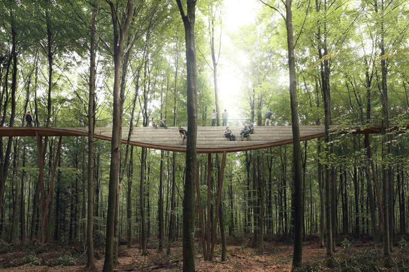 Designed by Danish architecture firm EFFEKT, The Treetop Experience of the Camp Adventure recreation park in Denmark, will debut in the summer of 2018.