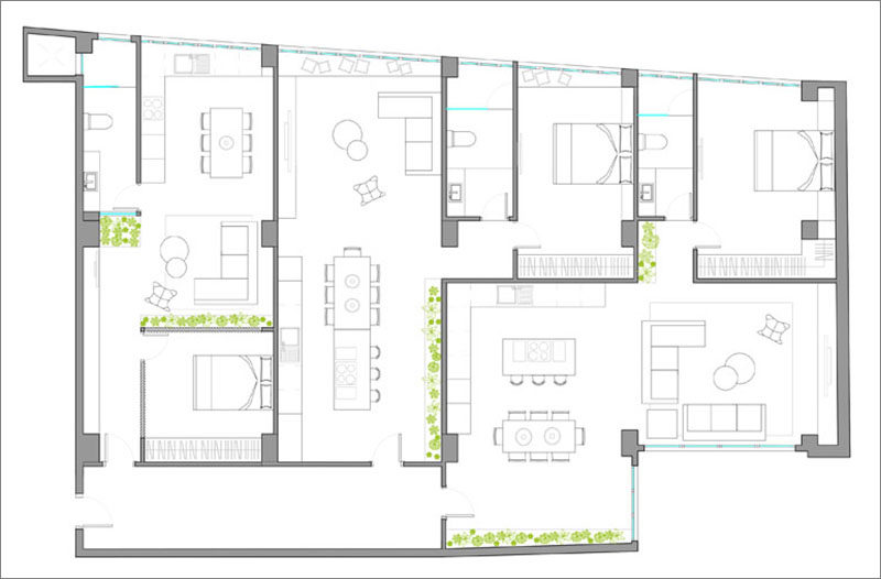 This rental building was split up into three different apartments (see floor plan).