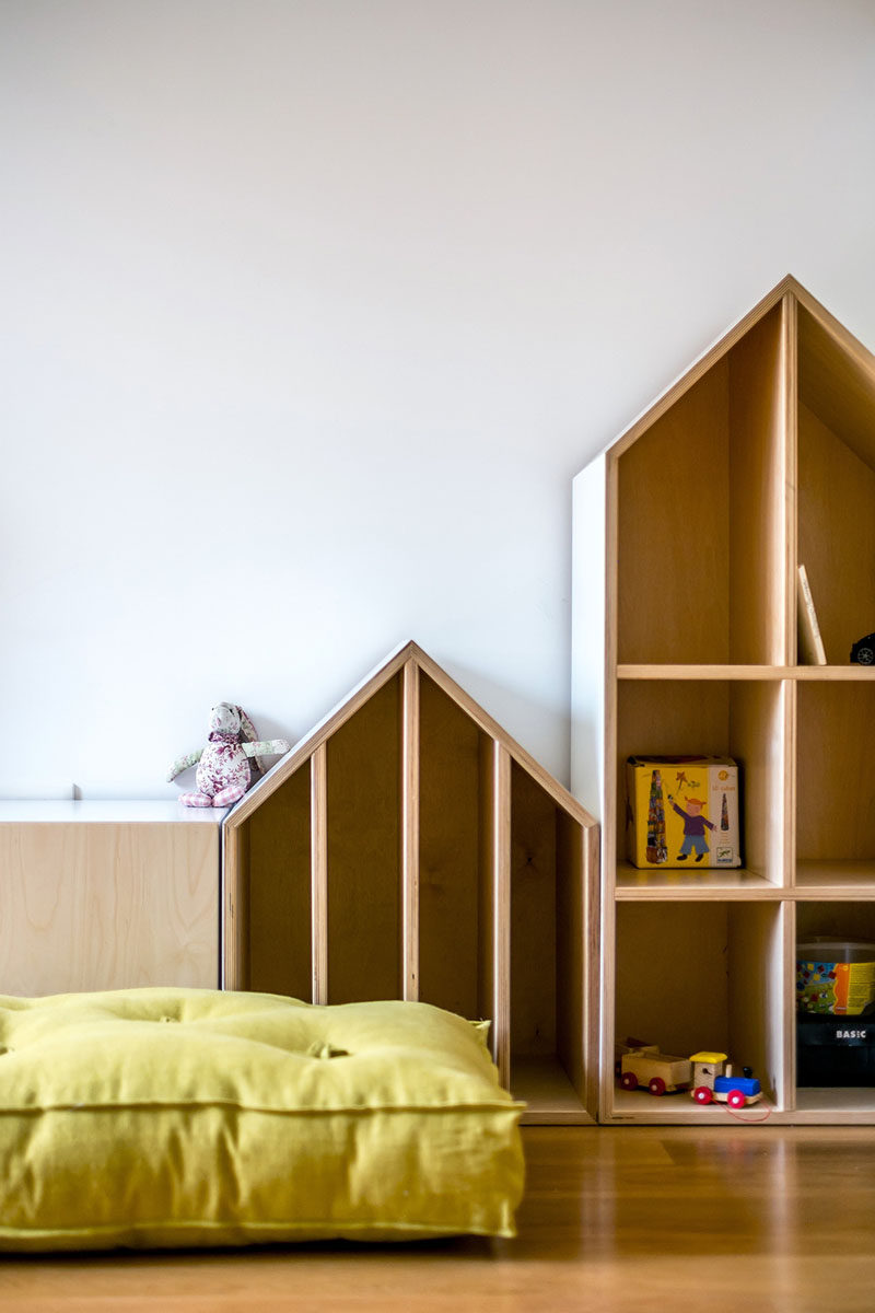 Custom furniture was designed for this fun and modern kid's bedroom.