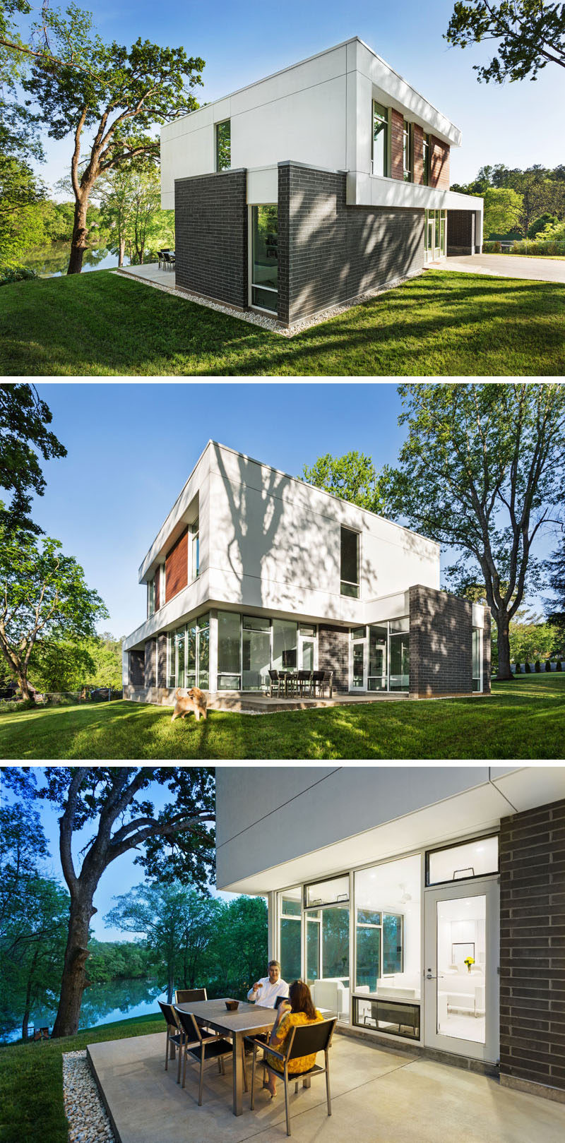 This modern house sits in on a lot that was once overgrown. The design of the house draws inspiration from some of the mid-century modern houses in the surrounding neighborhood.