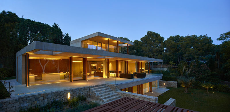 Architect Ramon Esteve has recently completed this modern house that sits on the outskirts of Madrid, Spain, in an area full of woodlands and pine trees.