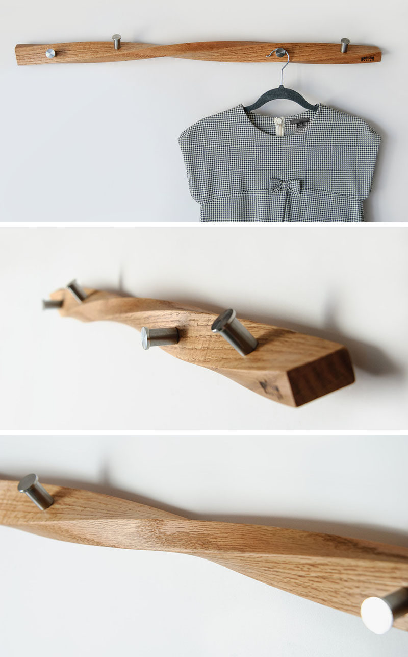 KROMMdesign, a small design studio based in Montreal, Canada, creates unique and sculptural wood wall-mounted coat racks that can double as art pieces.