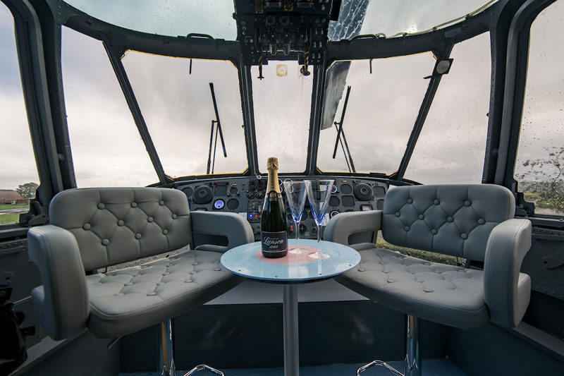 The team at Mains Farm in Stirling, Scotland, thought outside the box and invested in a decommissioned Royal Navy ZA127 Sea King Helicopter and turned it into a fun glamping destination, where you can stay inside the helicopter.