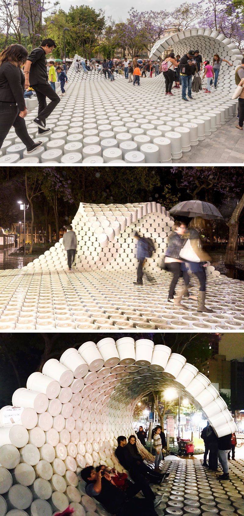 5468796 Architecture, Factor Eficiencia and Studio NYL have collaborated to create a public art installation in Mexico City, that's made from common painter’s buckets.