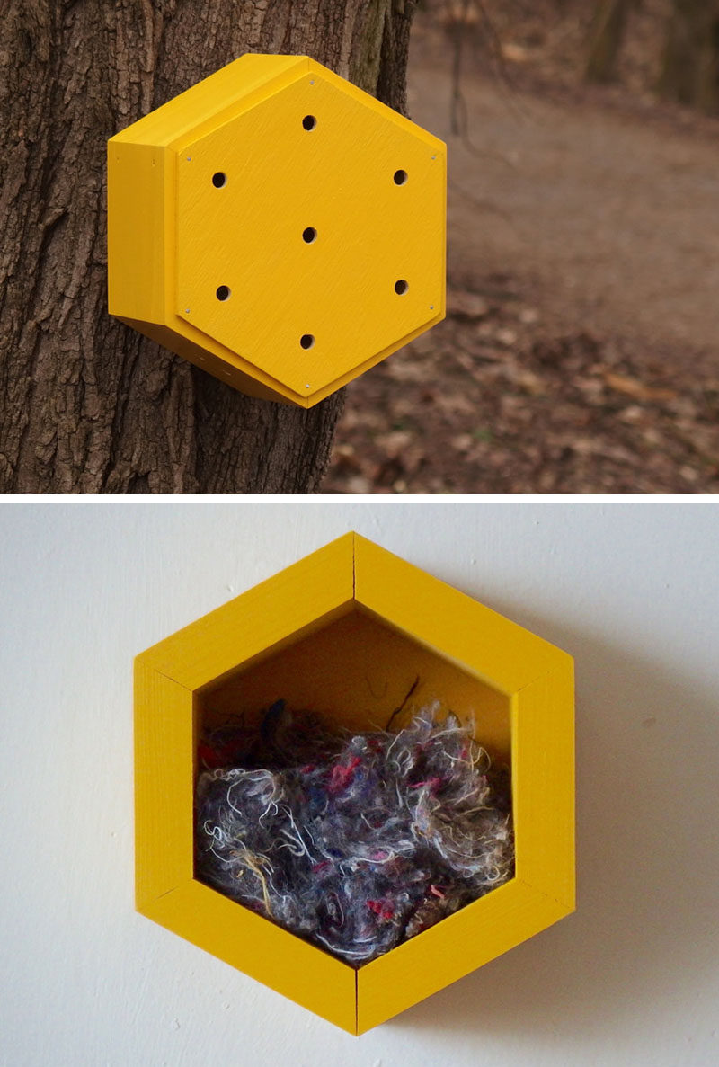 This Beetle Shelter that serves as a refuge for a wide variety of small insects. The shelter is filled with cotton pulp to create a warm interior and it can be used as a starting material for the shelter of its first visitors. #Garden #Insects #Design