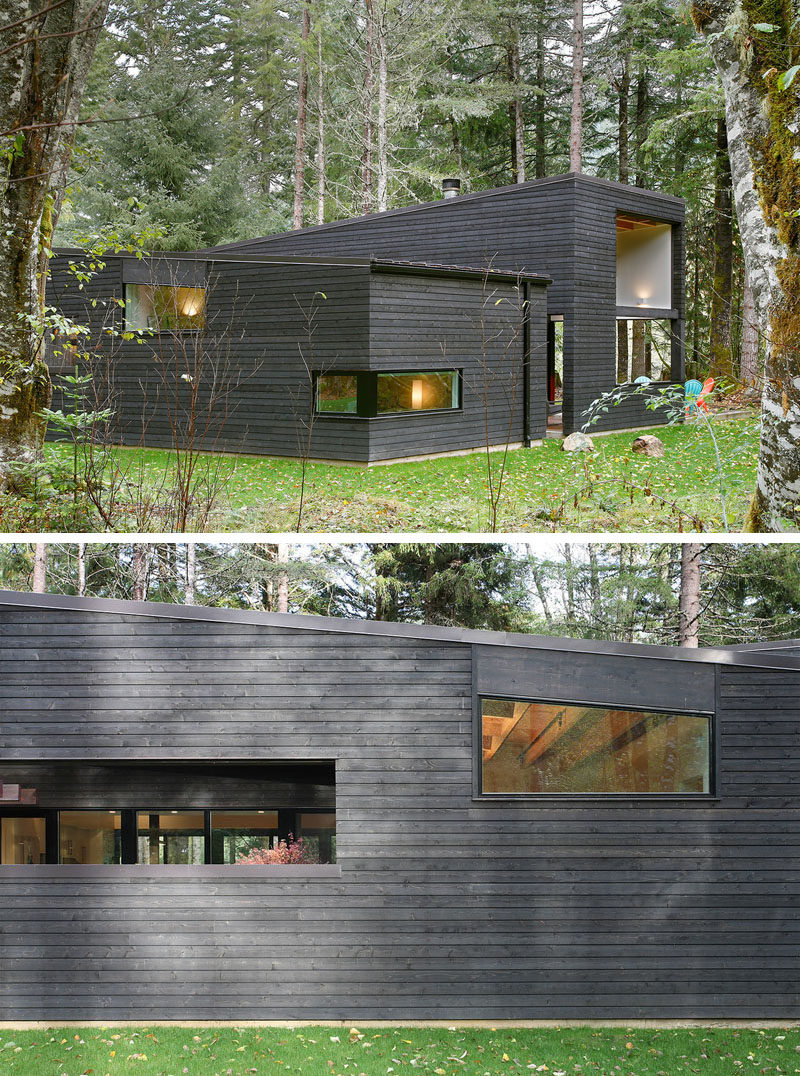 Robert Hutchison Architecture have designed a modern house that's surrounded by forest and clad in custom-run Western red cedar.