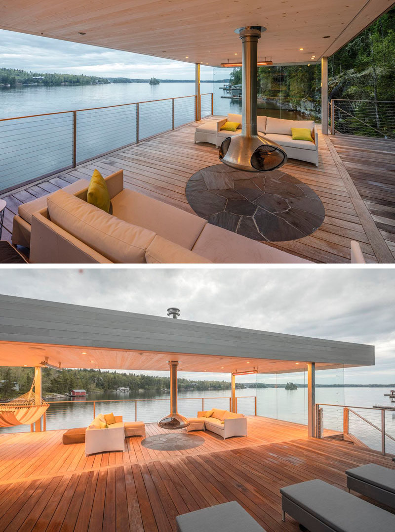 Cibinel Architecture have designed a modern boathouse for lounging and entertaining, that sits on Lake of the Woods in Canada.