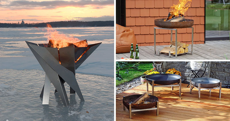 London-based design firm Arpe Studio, has created a collection of modern outdoor fire pits made from steel, that are inspired by Nordic design.