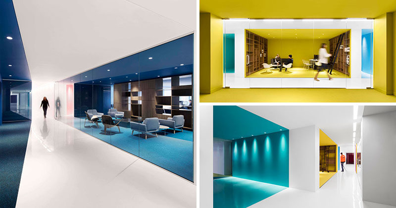 This Office Interior Used Color To Create Distinct Spaces