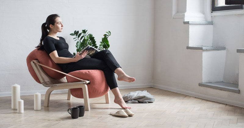 Agnieszka Kowal has designed 'Dango', a modern plywood armchair that has cushions that can be removed and used as poufs.