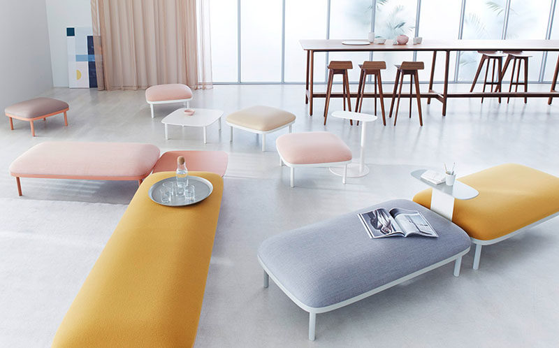 German furniture company ophelis, has designed a collection of modular office furniture pieces that are named ophelis sum. The concept for the collection is based on three core elements: the base, the partition and the pillow.