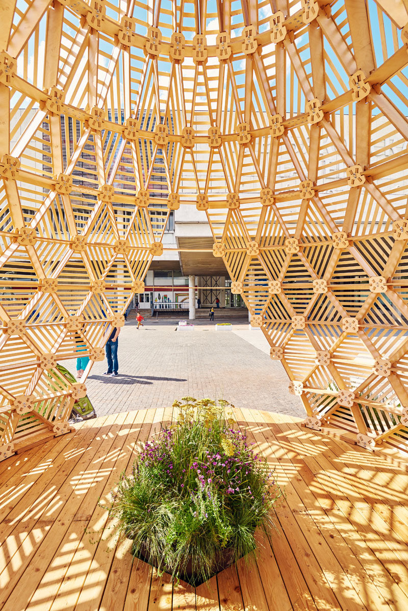 Russian designer Vlad Kissel, has created a modern wood pavilion in Moscow, Russia, that has a drop like shape that references early Slavonic aesthetics.