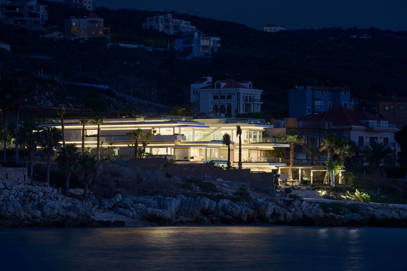 BLANKPAGE Architects together with Karim Nader Studio, have recently completed a modern multi-level beach house in Mounsef, Lebanon that overlooks the Mediterranean Sea. #Architecture #ModernArchitecture #BeachHouse