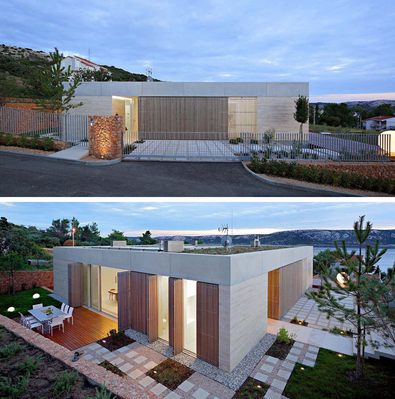 From the street, this modern house looks to be a single level home, however a second, lower level is hidden from view. #Architecture #ModernArchitecture #ModernHouse