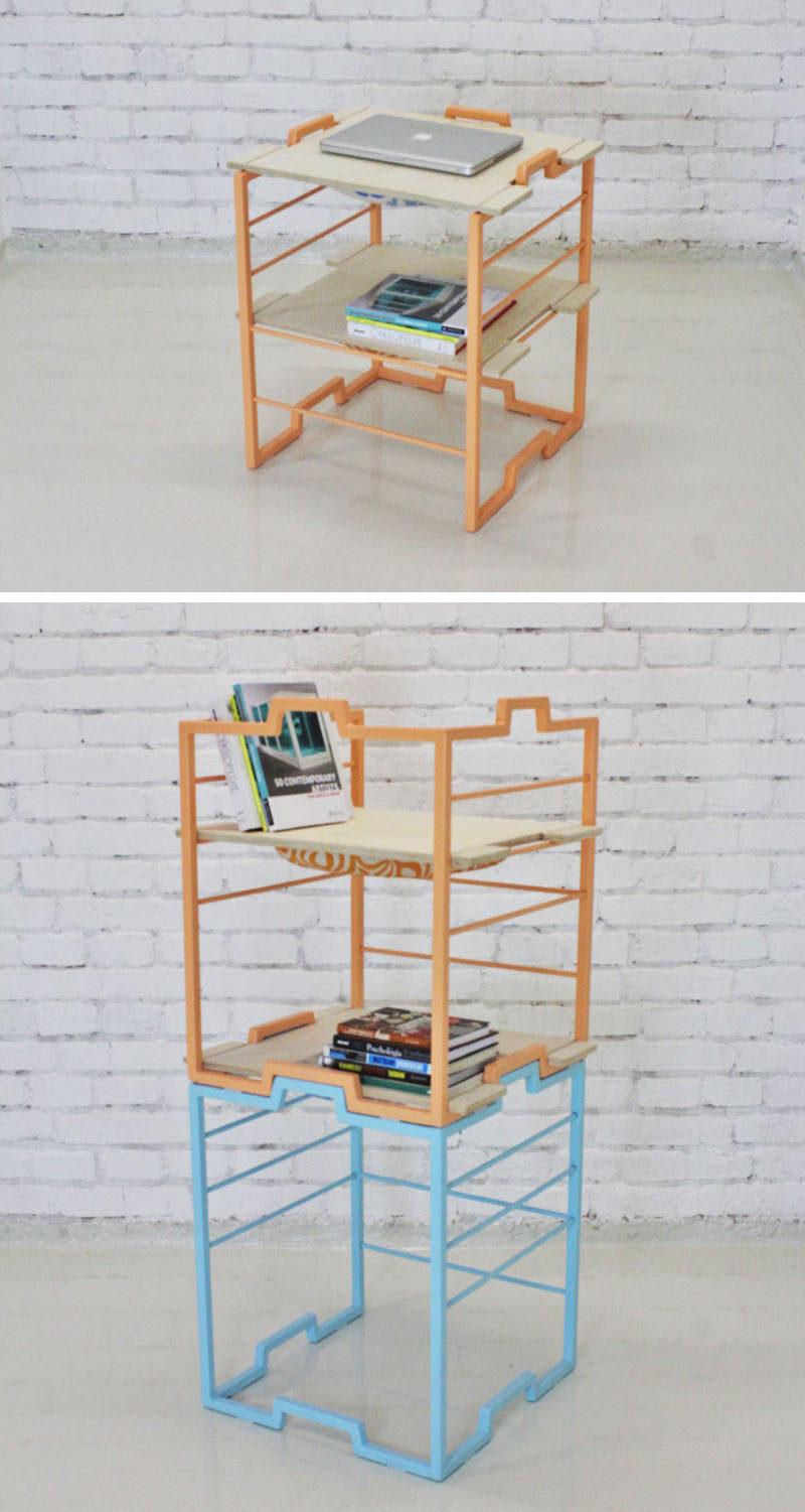 Slovakian design student Jana Lukcova, has created BLOK 3/1, a piece of multi-functional furniture that can be used as a chair, a side table or stacked to become a bookshelf. #Furniture #Design #MultiFunctional #Chair #Table #Bookshelf