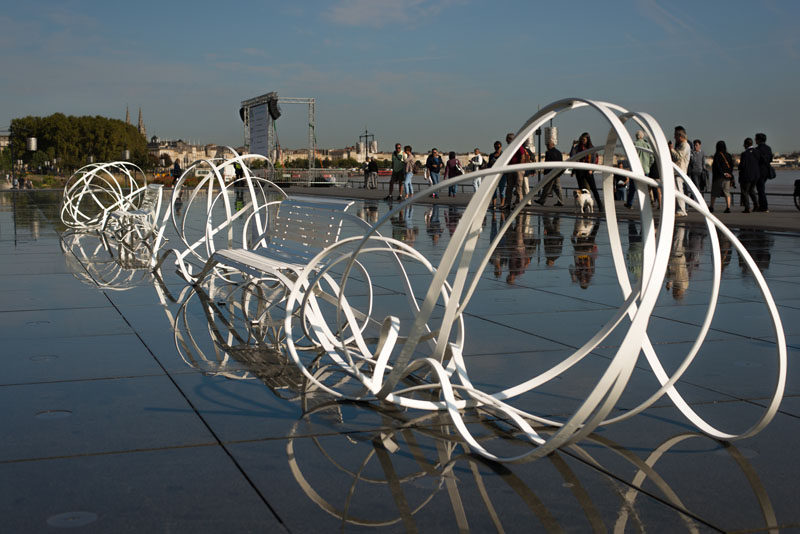 As part of the Agora Biennale of Architecture, Urbanism and Design, designer and artist Pablo Reinoso has created an installation of seven sculptures as part of his Spaghetti Benches series. #Furniture #Design #ArtInstallation #Sculptural