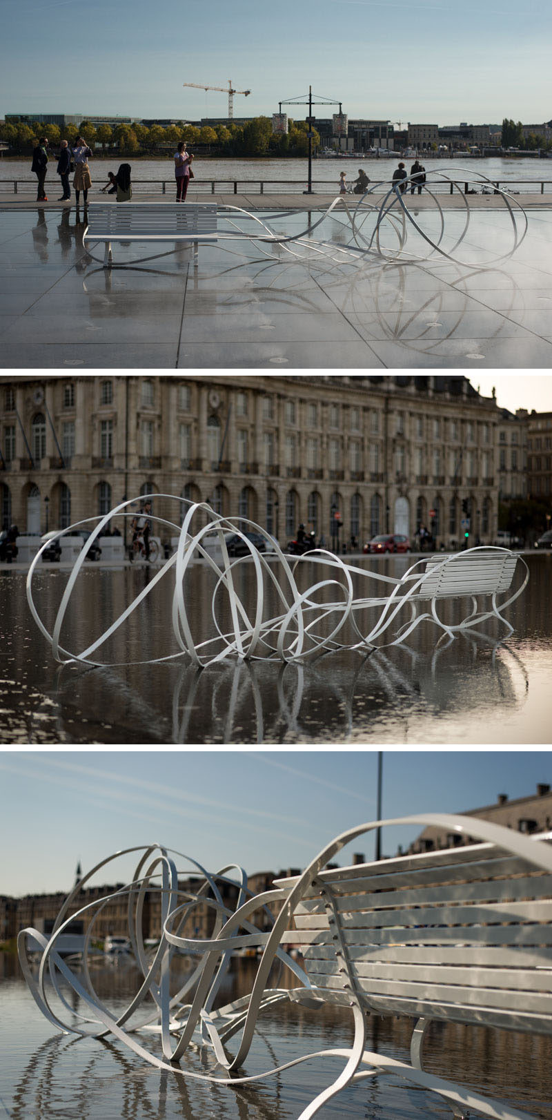 As part of the Agora Biennale of Architecture, Urbanism and Design, designer and artist Pablo Reinoso has created an installation of seven sculptures as part of his Spaghetti Benches series. #Furniture #Design #ArtInstallation #Sculptural