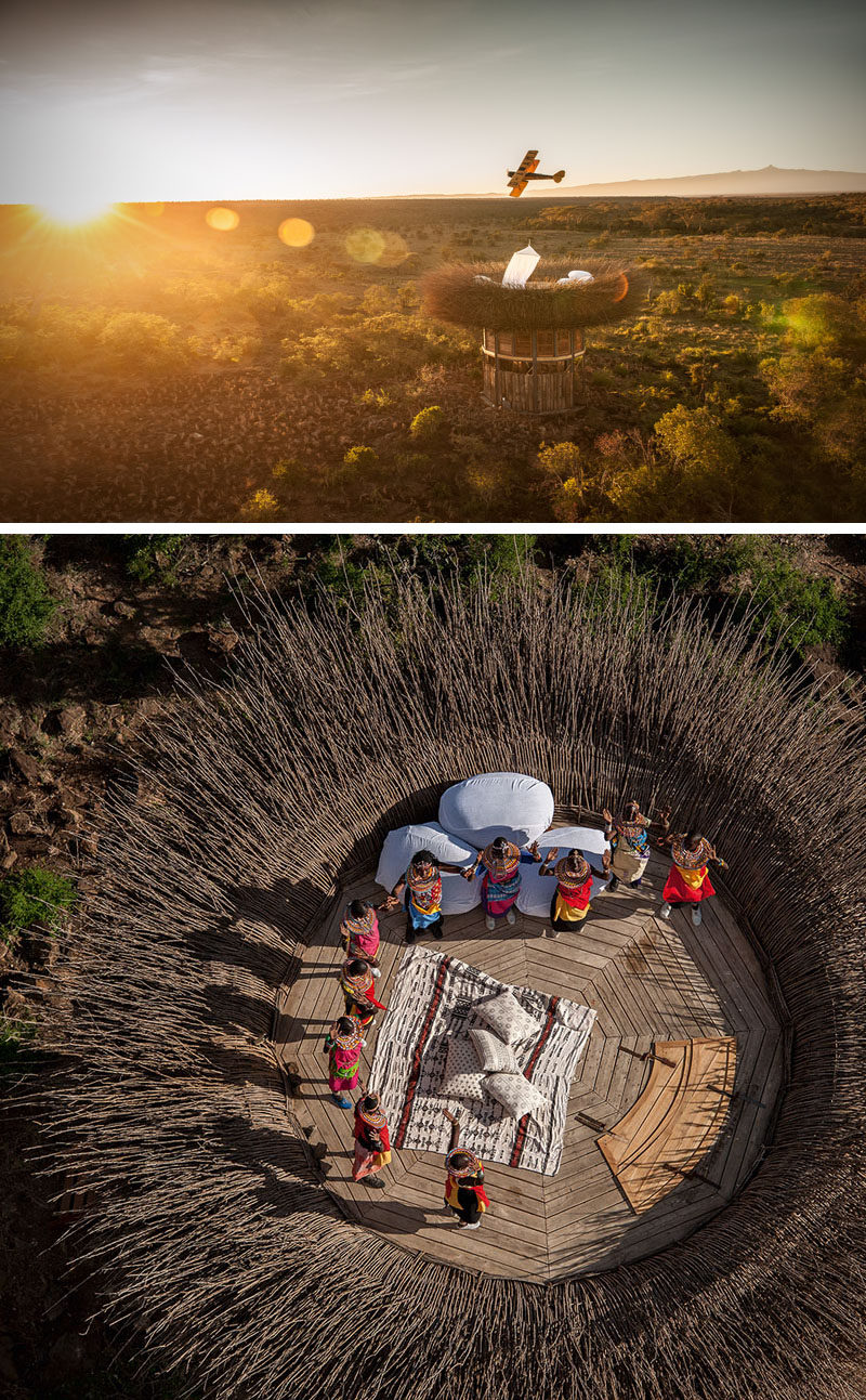 Guests can sleep inside this one-of-a-kind Bird Nest Villa at Segera Retreat in Kenya. #Travel #Hotel #Kenya #Architecture