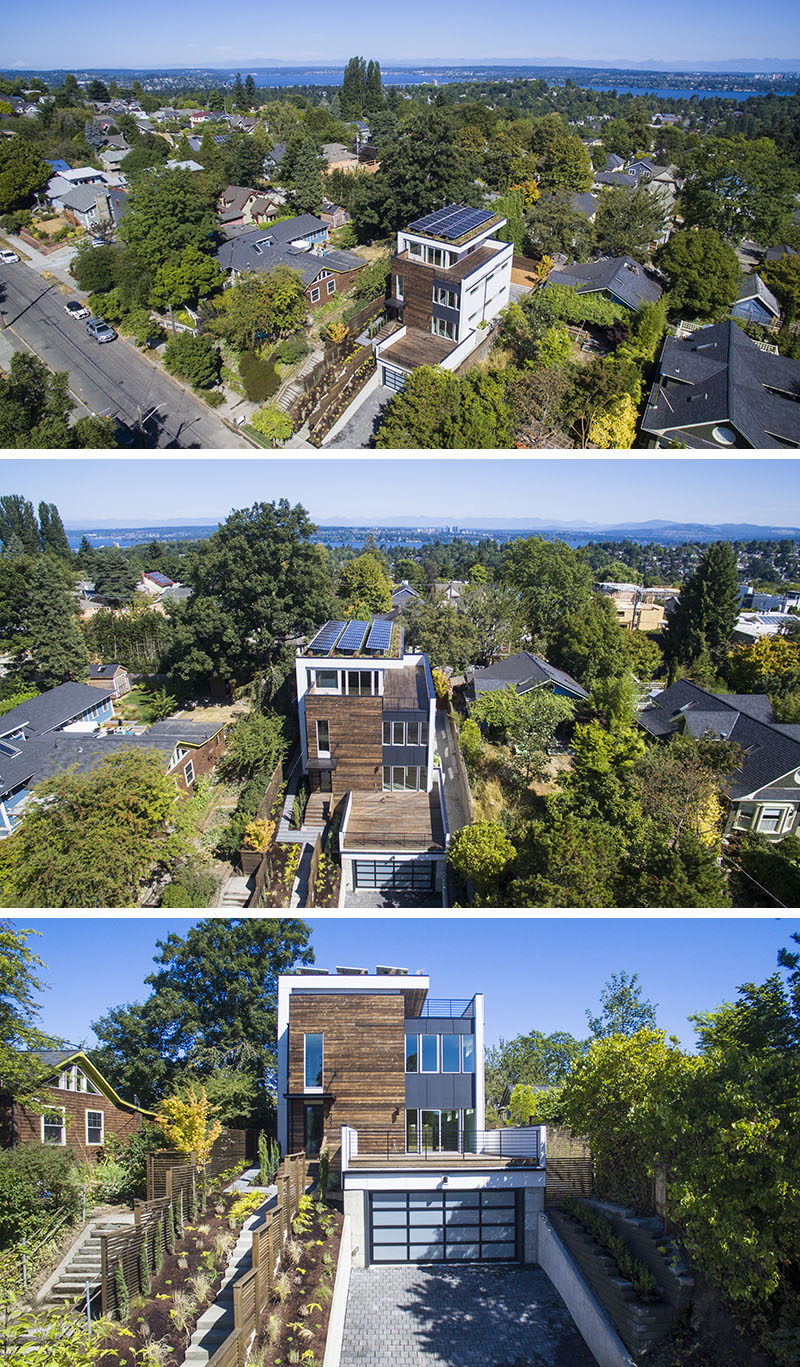 Green home builder Dwell Development, have recently completed this new house in Seattle’s historic Capitol Hill neighborhood, and as part of the design, they included a solar package and a green roof. #SolarPanels #SolarRoof #GreenRoof #Architecture