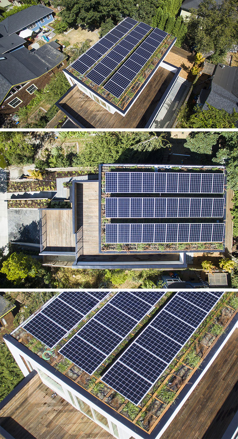 Green home builder Dwell Development, have recently completed this new house in Seattle’s historic Capitol Hill neighborhood, and as part of the design, they included a solar package and a green roof. #SolarPanels #SolarRoof #GreenRoof #Architecture