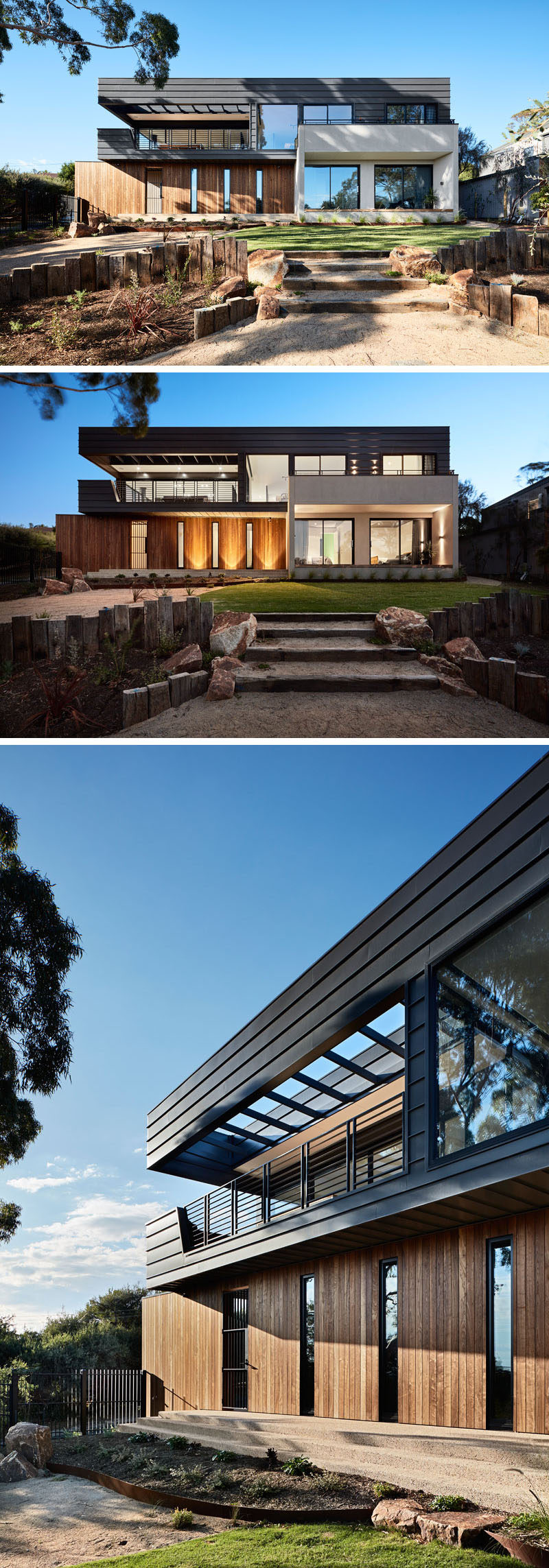 Architectural firm Bryant Alsop have designed a new home in Mount Martha, Australia, for a semi-retired couple who wanted to have a private haven to entertain guests. #Architecture #Landscaping #ModernHouse