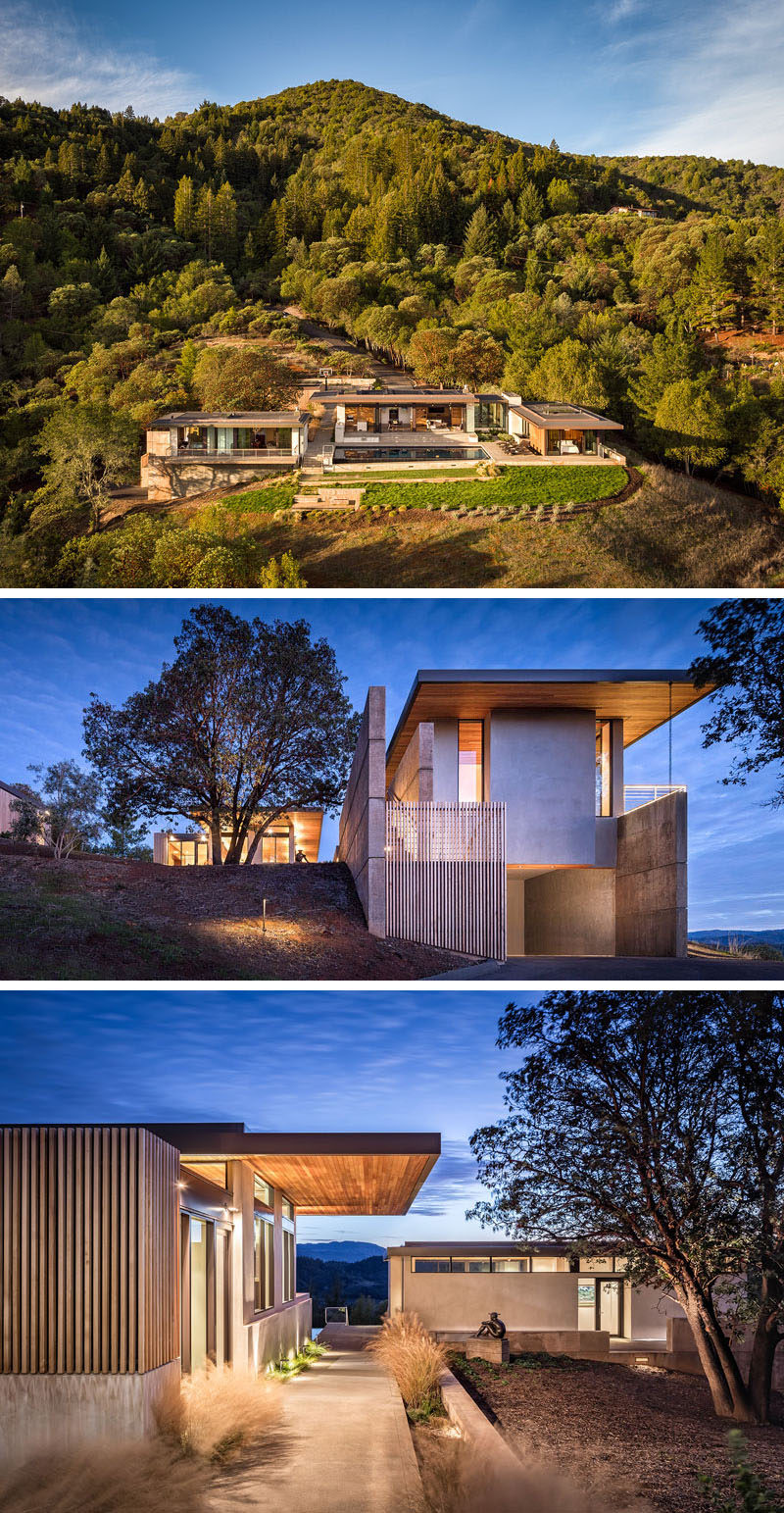 John Maniscalco Architecture have designed modern home in Healdsburg, California, that has views of Dry Creek Valley from every room. #ModernHouse #HouseDesign #Architecture