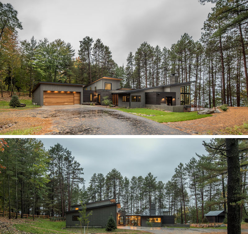 Strand Design have recently completed a new home on a lake in northern Minnesota, for a young couple that combines their appreciation of Scandinavian architecture and their active lifestyle, and at the same time, celebrates the natural woods environment. #ModernHouse #HouseDesign #ModernArchitecture