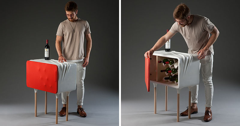 Berlin-based designer Santiago Rubio has created a modern and mini wine cabinet that can hold 8 bottles of wine and 6 glasses. #WineStorage #WineCabinet #Wine #Design #Furniture