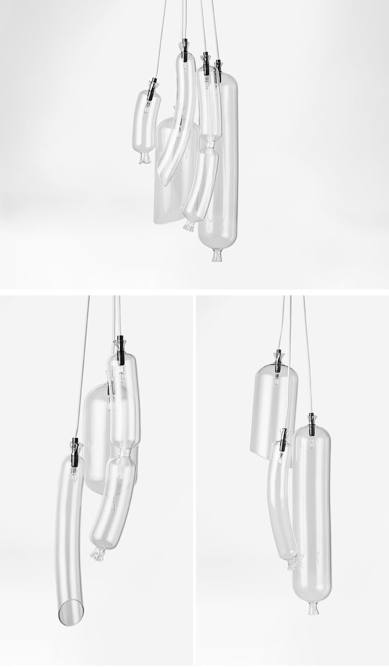 French designer Sam Baron has created a collection of unique suspension lights for Petite Friture, that are named 'SO-sage'. #Lighting #GlassLighting #ModernLighting