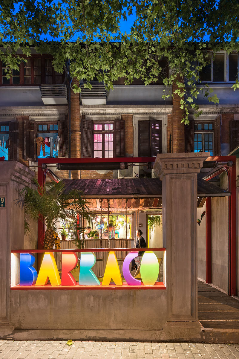 Q&A Architecture Design Research have designed Barraco, a new bar in Shanghai, China, that features recycled materials, swings and a hanging table. #BarDesign #InteriorDesign