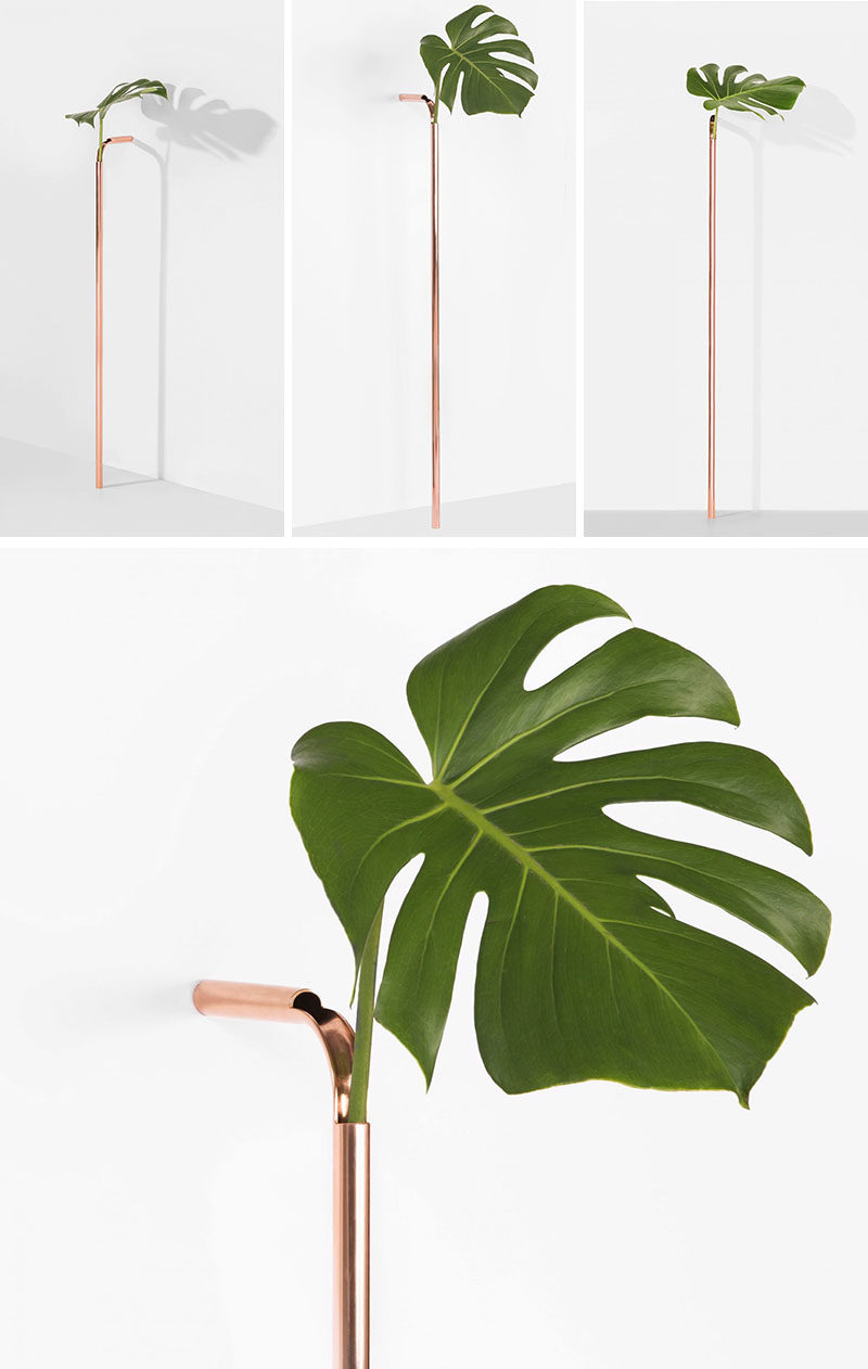 Sao Paulo based designer Guilherme Wentz has created the Solo Vase, a minimalist copper vase that brings nature into the home in a delicate and unconventional way. #Decor #Vase #Copper #Minimalist