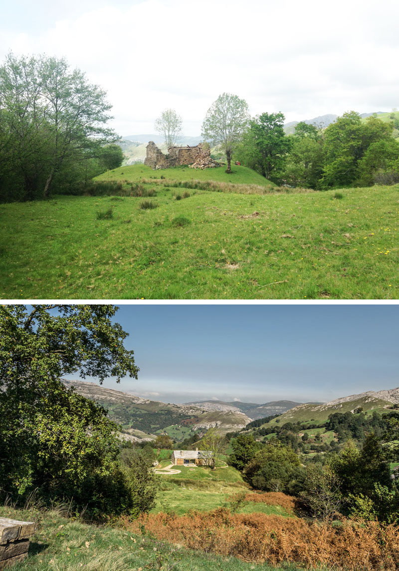 Laura Alvarez Architecture has designed Villa Slow, a holiday retreat in the North of Spain, that replaced where a stone-ruin once sat. #StoneCottage #VacationRental #Spain