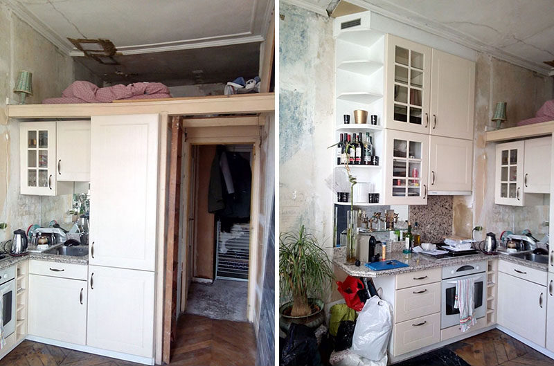 BEFORE PHOTOS of an apartment that received a modern updated with a loft bed. #Renovation