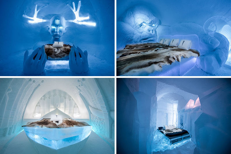 The Swedish ICEHOTEL has opened for 2017. The hotel, which is made from ice, has a collection of art suites that are individually themed and are hand carved by artists from around the world. #ICEHOTEL #Sweden #Travel #Art #Sculpture