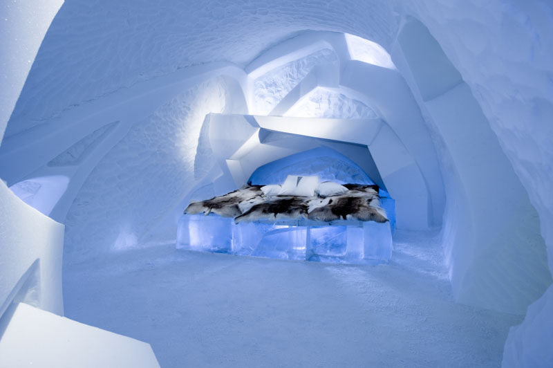 The Swedish ICEHOTEL has opened for 2017. The hotel, which is made from ice, has a collection of art suites that are individually themed and are hand carved by artists from around the world. #ICEHOTEL #Sweden #Travel #Art #Sculpture